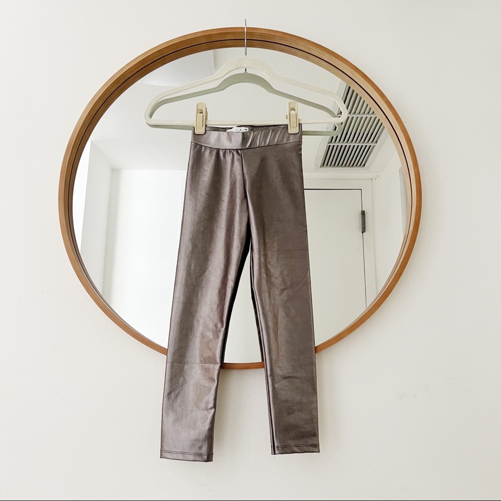 COPY - Zara Girls Full Length Leggings Size 8 Faux Leather Platinum Metallic